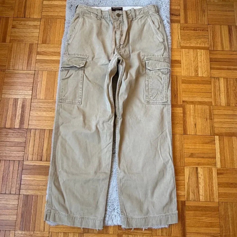 Abercrombie & Fitch AF92 Vintage Cargo Pants Mens 34x30 Beige Wide Leg‎ Utility
